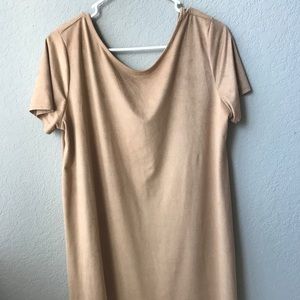 tan suede t-shirt dress